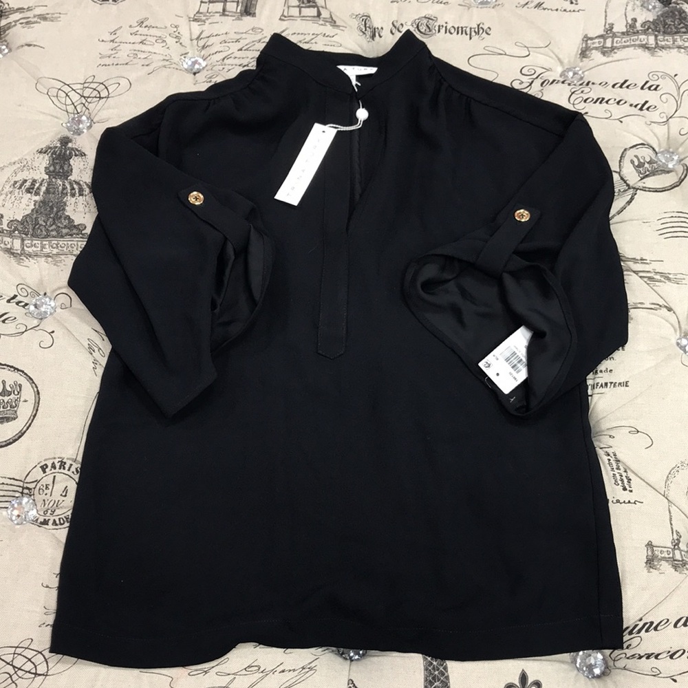 🎁 Trina Turk Roll-Tab-Sleeve Popover Blouse - Picture 4 of 7